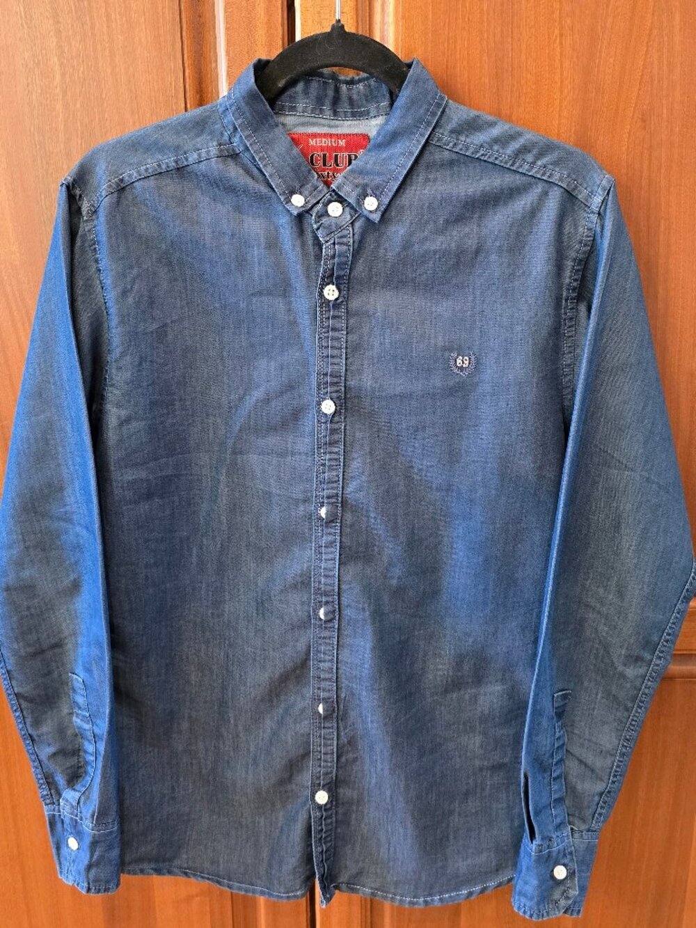 Boutique label Club 69 silky denim button down shirt medium